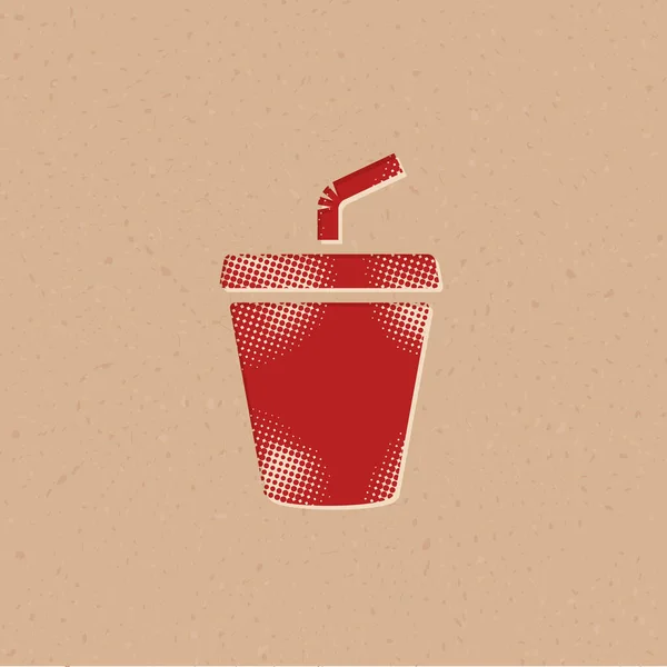 Иконка Безалкогольных Напитков Стиле Халфона Гранжевая Фоновая Векторная Иллюстрация — стоковый вектор