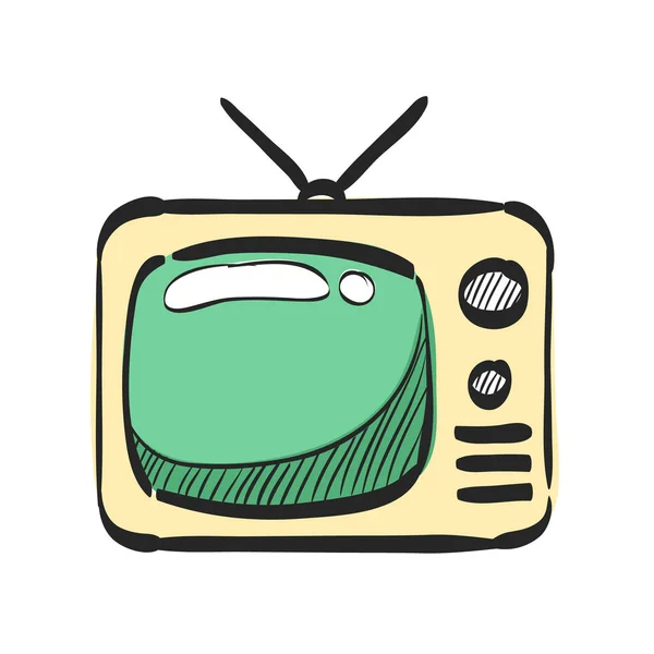 Television Icon Color Drawing Electronic Communication News Update Movie View — Stock Vector