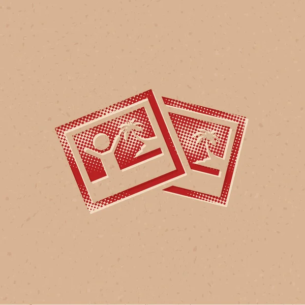 Ikona Formátu Obrázku Polotónovém Stylu Grunge Pozadí Vektorové Ilustrace — Stockový vektor