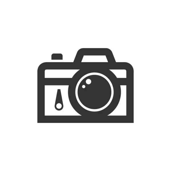 太いアウトラインスタイルのカメラアイコン 白黒のモノクロームベクトルイラスト — ストックベクタ