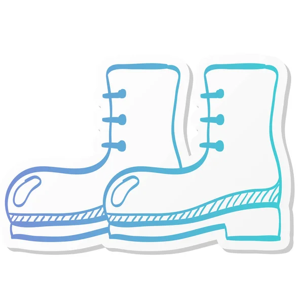 Boot Symbol Stickerfarbe Stil Schuhe Outdoor Outdoor Outwear Ausrüstung Armee — Stockvektor