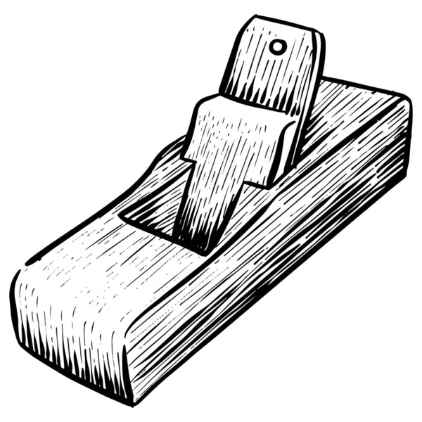 Ikona Dřevěné Roviny Stylu Náčrtku Vektorová Ilustrace Nástroje Pro Zpracování — Stockový vektor