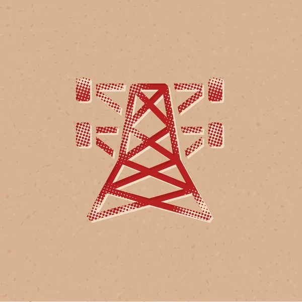 Icono Pilón Estilo Semitono Grunge Fondo Vector Ilustración — Archivo Imágenes Vectoriales