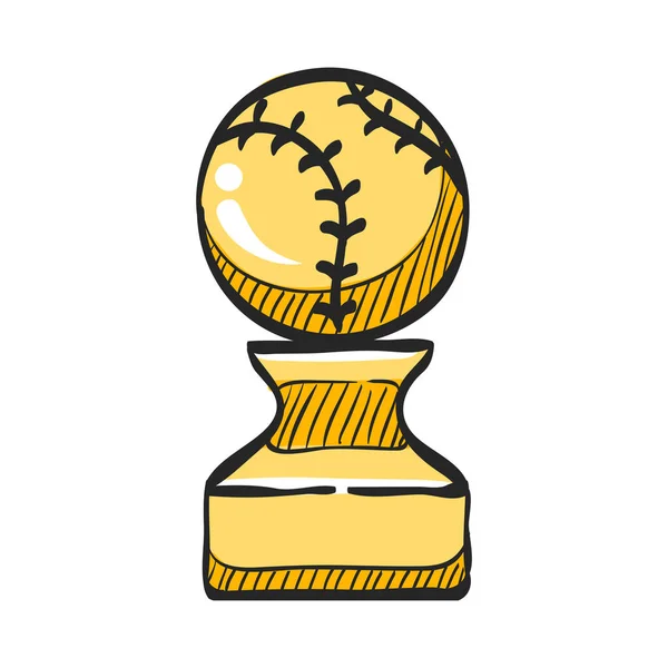 Honkbal Trofee Pictogram Kleur Tekening Sportkampioen Teamprijs — Stockvector