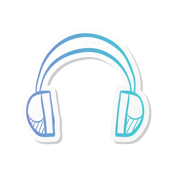 Ακουστικό Εικονίδιο Στυλ Αυτοκόλλητου Χρώματος — Διανυσματικό Αρχείο