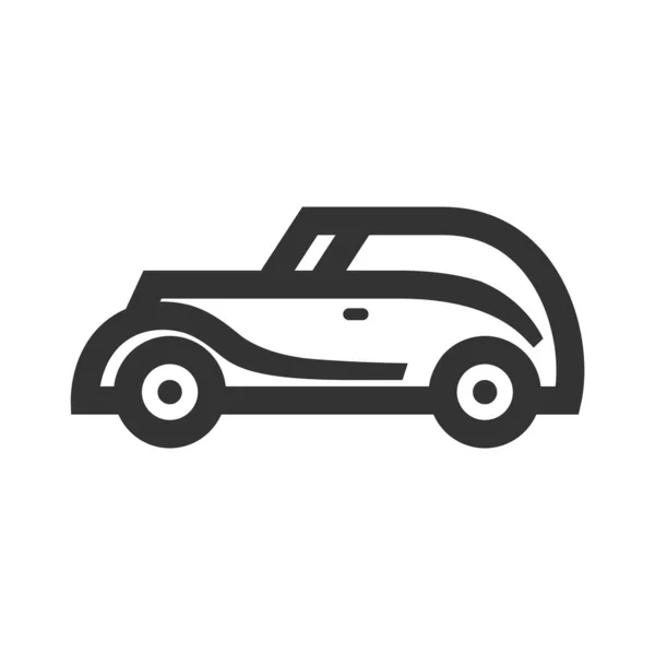 Иконка Старинного Автомобиля Толстом Очертании Стиля Черно Белая Монохромная Векторная — стоковый вектор