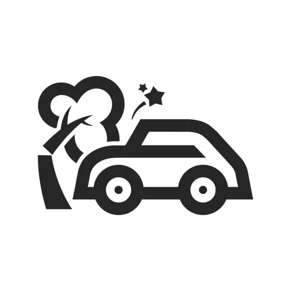 Icono Accidente Coche Estilo Contorno Grueso Ilustración Vectorial Monocromática Blanco — Archivo Imágenes Vectoriales