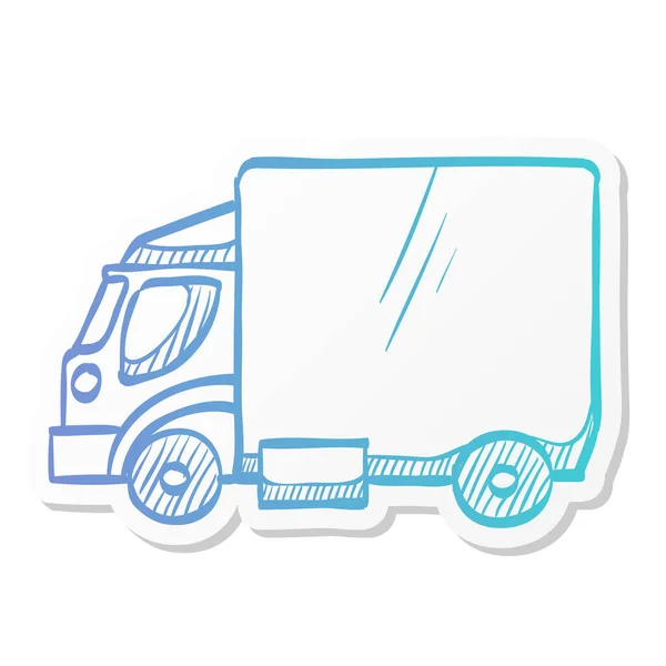 Ikon Truk Dengan Gaya Warna Stiker Barang Transportasi Logistik Pengiriman - Stok Vektor