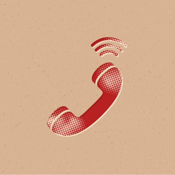 Значок Беспроводного Телефона Стиле Халтонов Гранжевая Фоновая Векторная Иллюстрация — стоковый вектор
