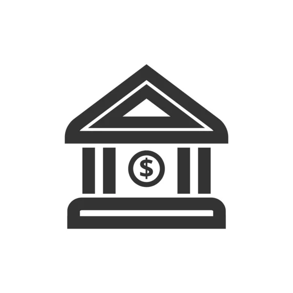 厚みのあるアウトラインスタイルで銀行の建物アイコン 白黒のモノクロームベクトルイラスト — ストックベクタ