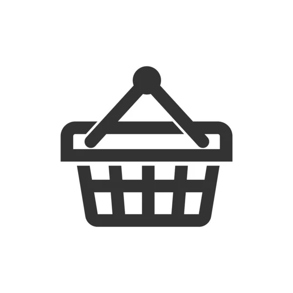 Shopping Basket Icon Thick Outline Style Black White Monochrome Vector — Stock Vector