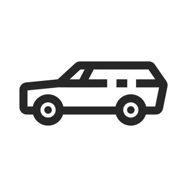 Auto Pictogram Dikke Omtrek Stijl Zwart Wit Monochrome Vector Illustratie — Stockvector