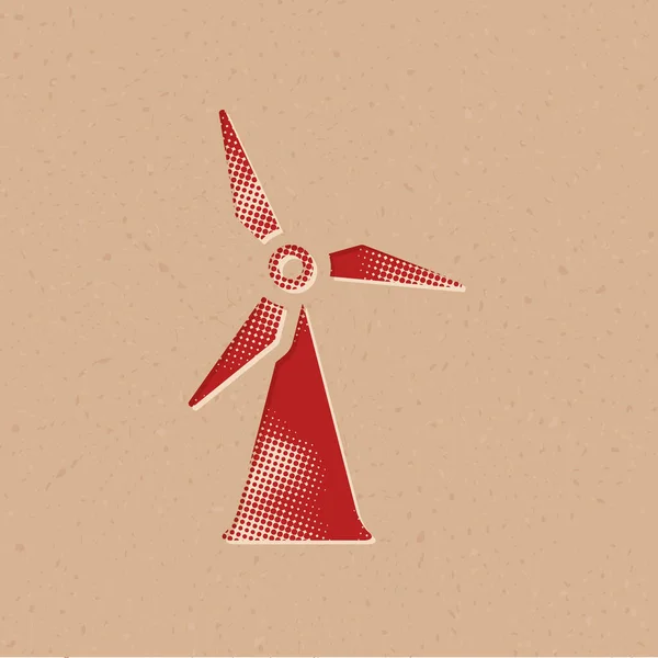 Icono Turbina Viento Estilo Semitono Grunge Fondo Vector Ilustración — Archivo Imágenes Vectoriales