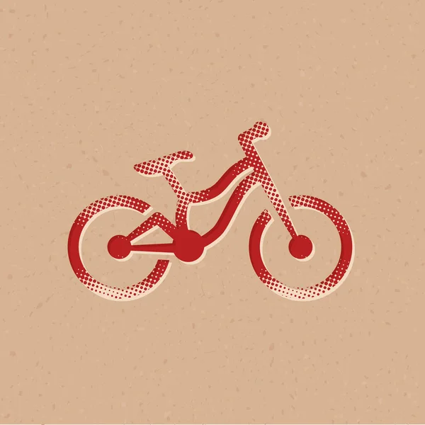 Ikona Roweru Górskiego Stylu Półtonowym Grunge Tło Wektor Ilustracja — Wektor stockowy