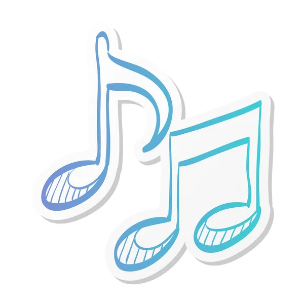 Icône Notes Musique Dans Style Couleur Autocollant Feuilles Musicales Signe — Image vectorielle