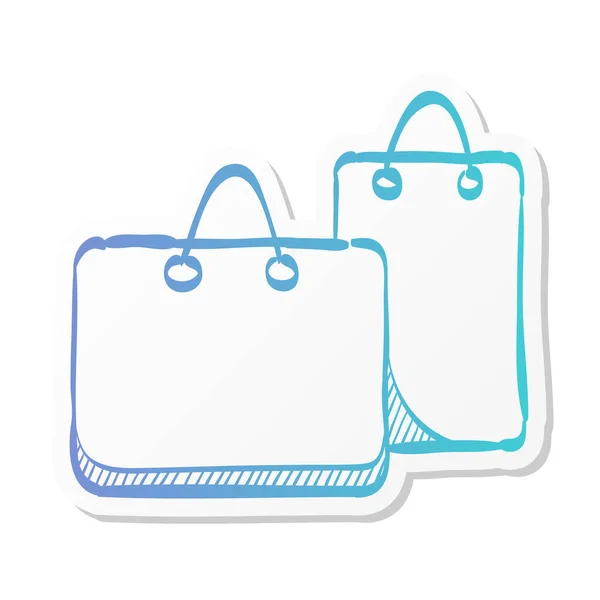 购物袋图标在贴纸的颜色风格 买东西 电子商务 — 图库矢量图片