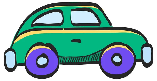 Ícone Carro Verde Desenho Cores Veículo Elétrico Baixa Emissão —  Vetores de Stock
