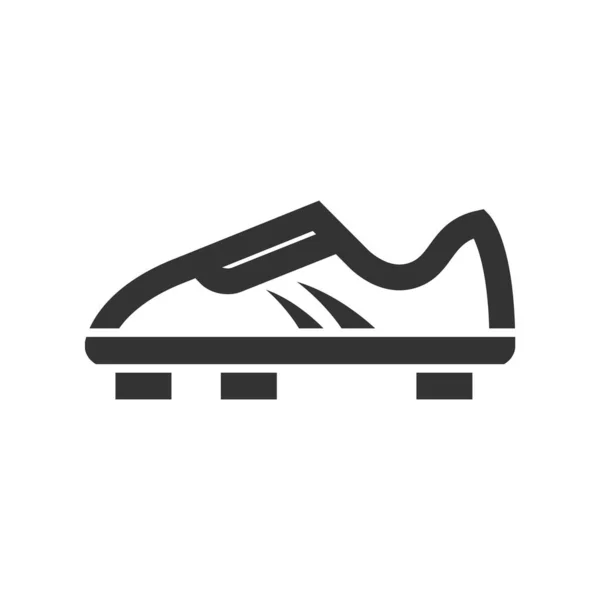 足球鞋图标在粗壮的轮廓风格 黑白单色矢量图解 — 图库矢量图片