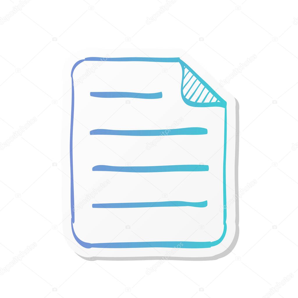 Text file format icon in sticker color style. Document computer data file hosting download