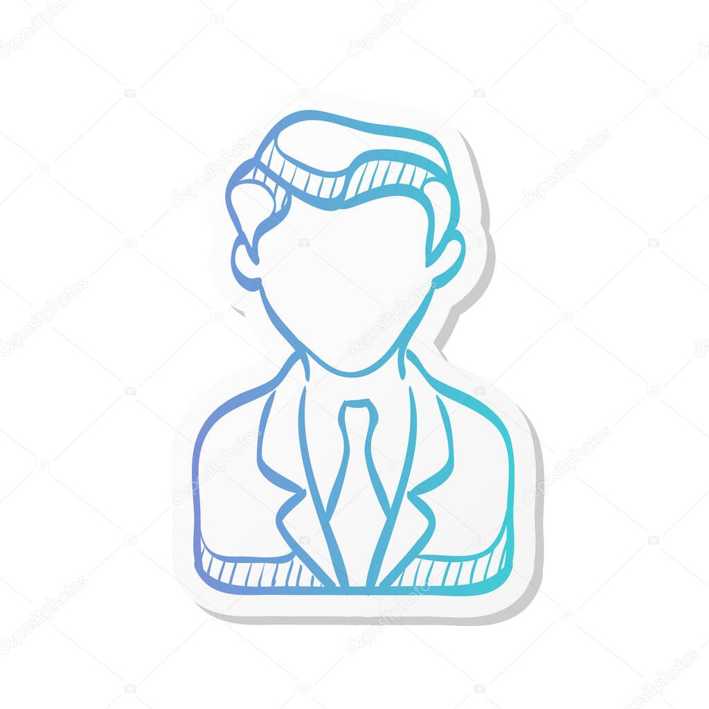Businessman icon in sticker color style. Business office finance