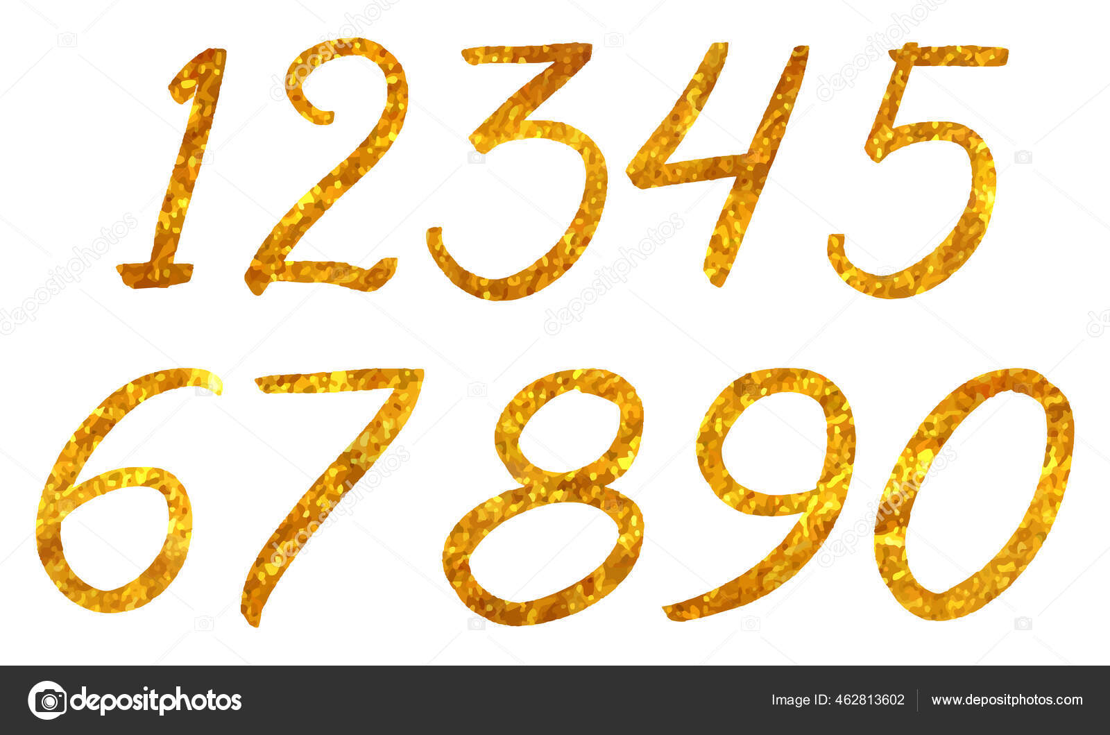 Numbers Gold Glitter Style Vector Illustration Stock Vector Image by ©puruan 462813602