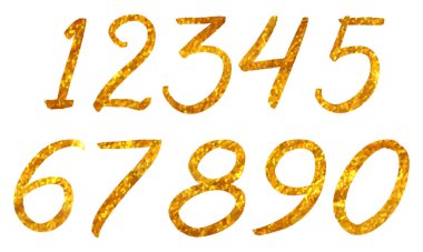 Numbers in gold glitter style. Vector illustration. clipart