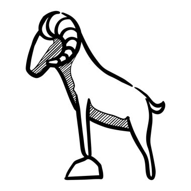 Ayakta duran keçi. Vektör illüstrasyonu.