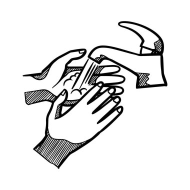 El yıkama çizimi. vektör illüstrasyonu