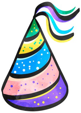 Suluboya tarzı ikon doğum günü şapkası