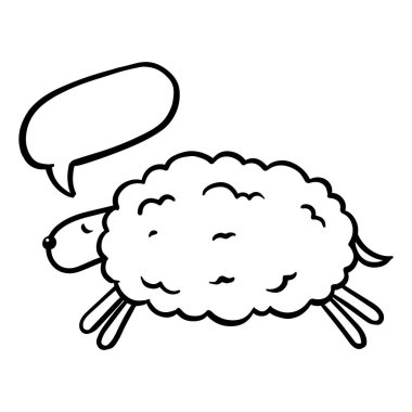 Konuşma balonlu el çizimi koyunlar. Vektör illüstrasyonu.