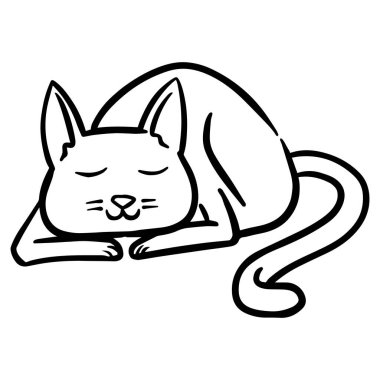 El yapımı uyuyan kedi. Vektör illüstrasyonu.