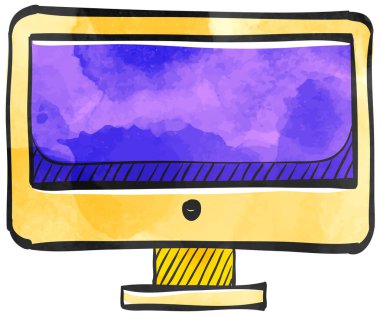 Suluboya tarzı simge masaüstü bilgisayarı