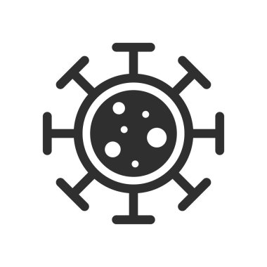 Siyah beyaz virüs ikonu. Coronavirus COVID-19. vektör illüstrasyonu.