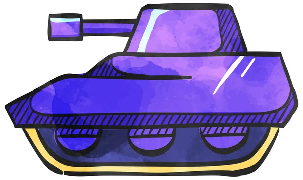 Akvarell Stil Ikon Tank — Stock vektor