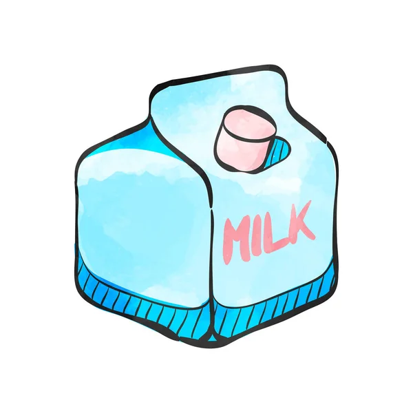 水彩画のアイコンミルクパッケージ — ストックベクタ