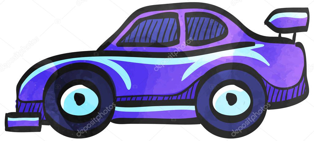 Watercolor style icon Race car