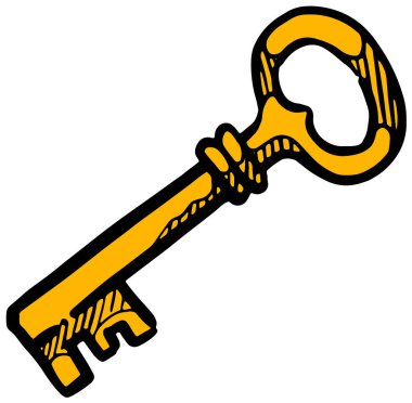 El çizimi anahtar vektör illüstrasyonu