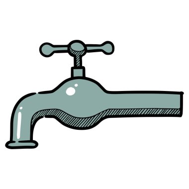 El yapımı su musluğu. Vektör illüstrasyonu.
