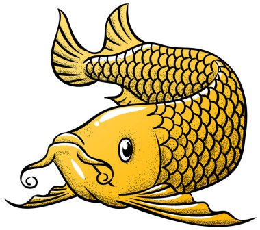 El yapımı arowana balığı. Vektör İllüstrasyonu.