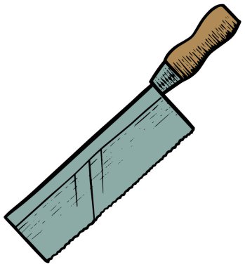 Razor tahta kesim çizim tarzında kesiyor. Ahşap çalışma aracı vektör illüstrasyonu.