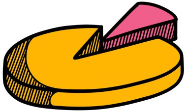 Çizim tarzında pasta çizelgesi simgesi. İş sembolü. El çizimi vektör illüstrasyonu.