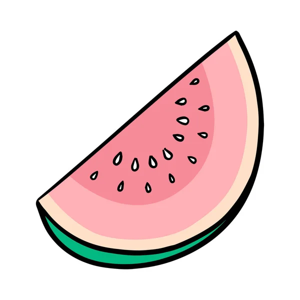 Fruchtscheibe Von Hand Gezeichnet Wassermelone Oder Melone Vektorillustration — Stockvektor