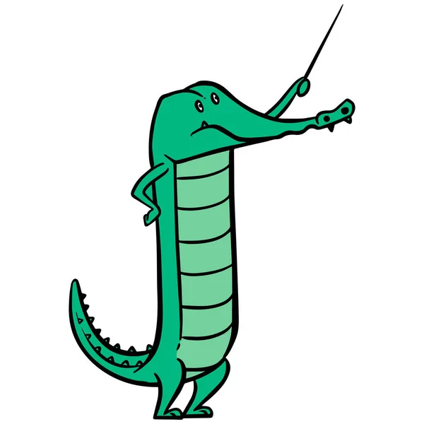 Crocodile Dessiné Main Tenant Bâton Illustration Vectorielle — Image vectorielle