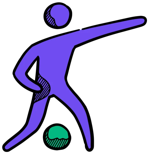 Εικονίδια Ποδοσφαιριστή Σκίτσα Αθλητισμός Χέρι Ποδοσφαίρου Που Doodles — Διανυσματικό Αρχείο