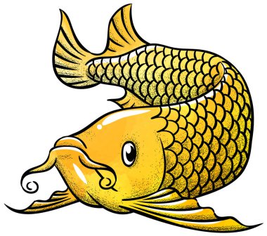 Suluboya tarzı el çizimi arowana balığı