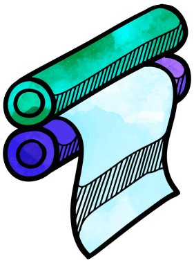 Karalama çiziminde suluboya tarzı yazdırma silindiri simgesi