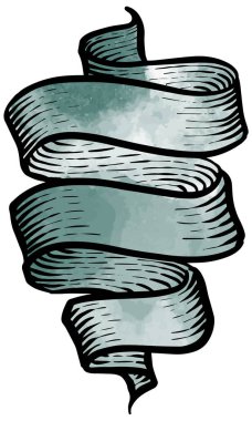 Suluboya stili el çizimi kurdele afişleri vintage elementler