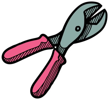 Eskiz tarzında tel kesici simgesi. Vektör illüstrasyonu.