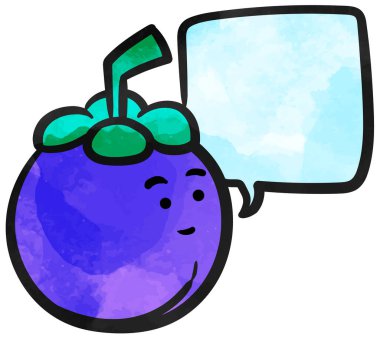 Suluboya şekilli mangosteen karakterler çiziyor