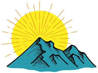 El çizimi dağlar vektör illüstrasyonu